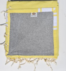 Fouta jaune doublée éponge grise